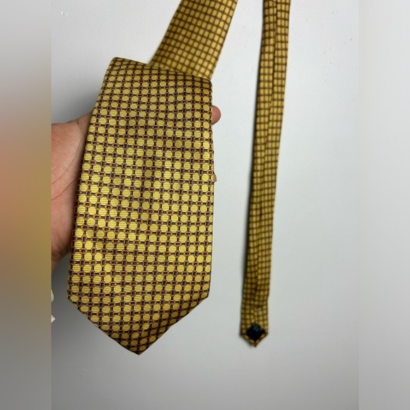 BIJOUX  TERNER 100% Silk Yellow Fall Mens Formal Work Office Wear - Picture 1 of 14
